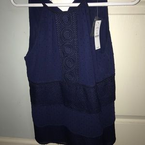 Navy blue silk tank